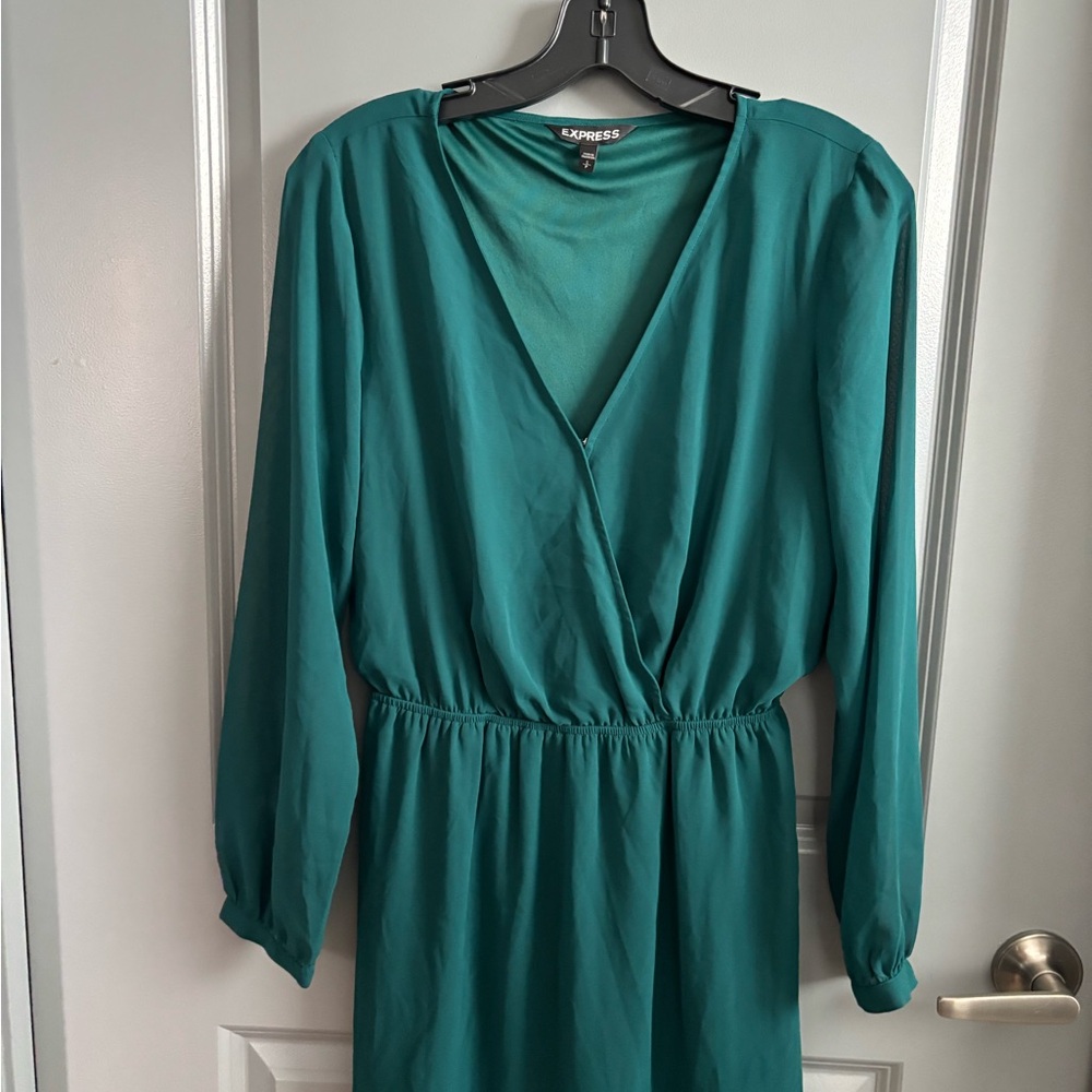 Express Deep Teal Long Sleeve Dress